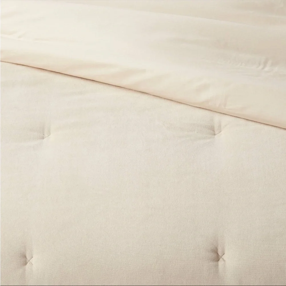 Full/Queen Cotton Velvet Comforter and Sham Set Khaki - Threshold